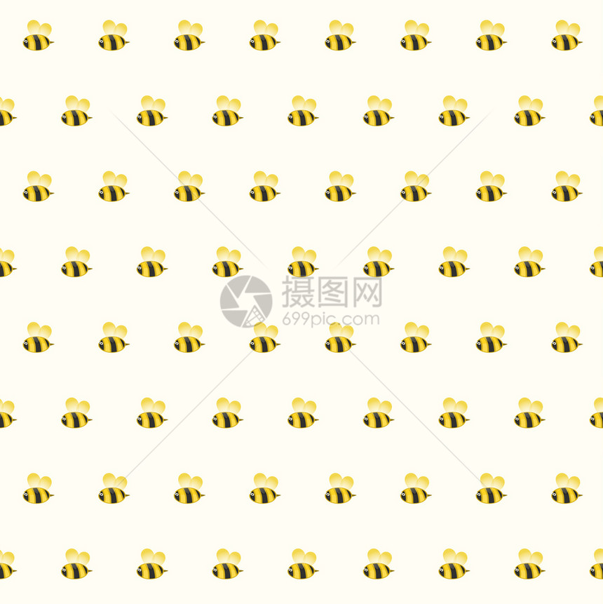 有趣的蜜蜂无缝模式背景矢量图解eps10图片