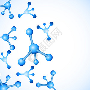 抽象分子设计种群矢量说明原子横幅或传单的医学背景蓝色球状微粒的分子结构背景图片