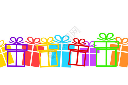 一堆礼品盒配有彩色礼品盒的贺卡设计库存矢量插图插画