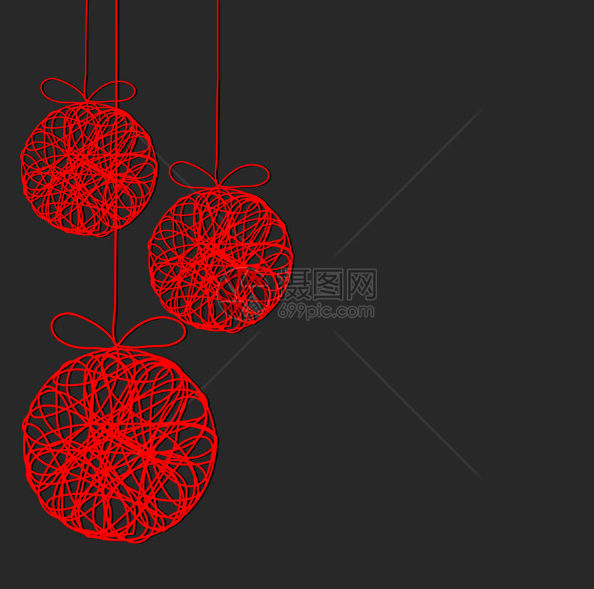 深底的红色圣诞节装饰球库存矢量插图图片