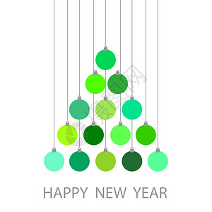 新年快乐的贺卡绿色装饰舞会像圣诞树一样挂着股票矢量插图图片