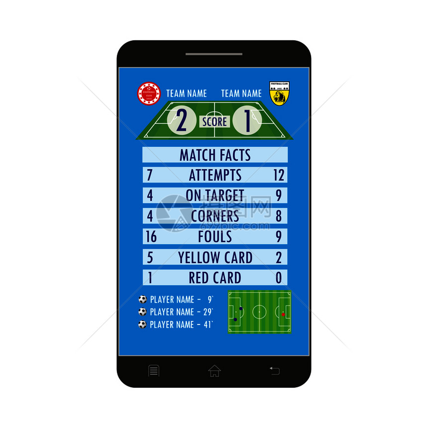 智能手机屏幕carton矢量插图上的足球或应用智能手机屏幕上的足球或应用图片