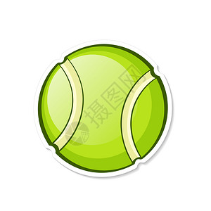 图表说明绿色网球体育设备漫画风格的卡通贴纸图片