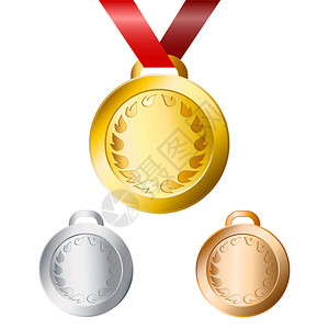 红丝带鱼量矢图eps10的优胜者金银和铜奖章图片