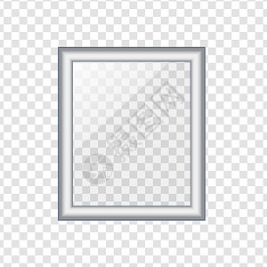 寸照模板在透明背景上隔离的银色图片或照框库存矢量插图插画