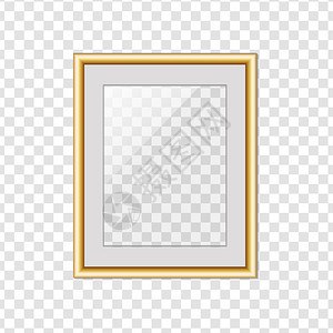 罗马金框金色图片或照框玻璃以透明背景隔离有阴影库存矢量图eps10插画