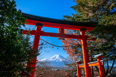 香炉山入口大门位于Kawguchio附近的Fujiyoshda的阿拉库山桑琴公园背景