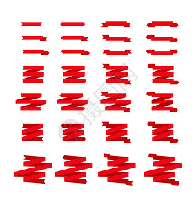 由不同形状和配置红色平板设计组成的一套丝带图片