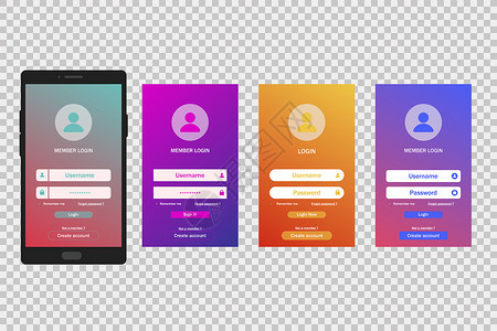 页面登录素材登录梯度屏幕模板移动应用程序注册账户用页面窗体eps10登录梯度屏幕模板用户页面窗体背景