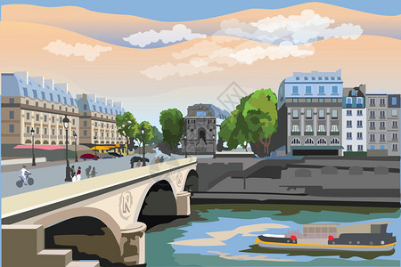 法国皮埃尔桥插图插画
