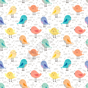 泰国的鸟可爱鸟无缝图案背景用于织物和礼品包装纸设计的矢量图解插画