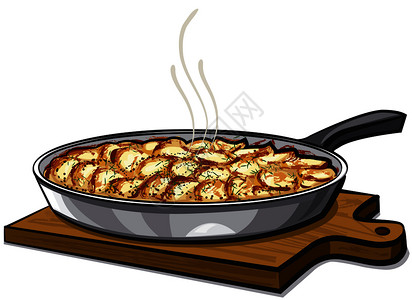碳烤扇贝马铃薯插画