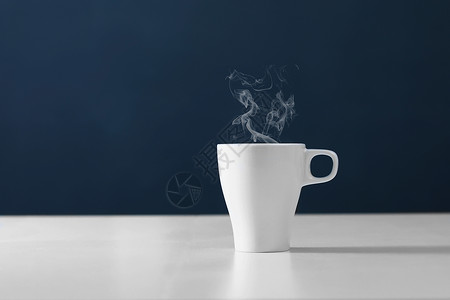 咖啡茶素材白圆的热茶蓝背景咖啡茶和蒸汽的背景