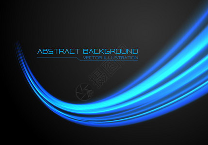 营养快线黑色技术奢侈品背景矢量插图上的抽象蓝色光速快曲线运动设计图片