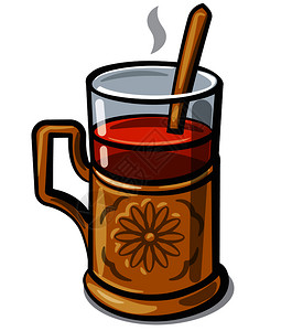 挂杯子架带有玻璃持家者的土耳其传统茶与玻璃持家者的茶插画