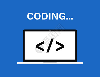 程序代码素材在屏幕上标有程序代码符号的笔记本电脑数字工业矢量平面图eps10开发与软件的拼贴概念屏幕上标有程序代码符号的笔记本电脑插画
