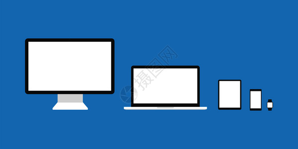 说文明话设备模拟板一套计算机监视器电脑膝上型话平板蓝色背景上隔离平板矢量说明eps10设备模拟板一套计算机监视器蓝色背景上隔离平面矢量说插画