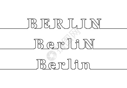 Berlin以轮廓线为形式的德国首都名称大写字母和小图片