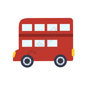 克尔基尼红色双层公交车矢量插图插画