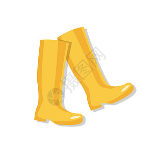 橡胶鞋底黄色橡皮靴插画