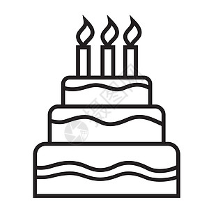 蜡烛图标生日蛋糕图标库存矢量插图背景
