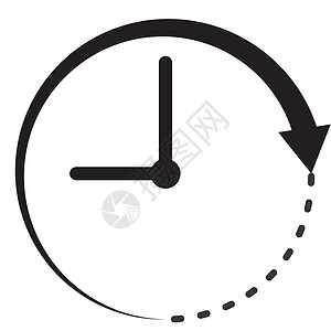 时钟ui白背景上的时间图标平面样式时钟图标用于网站设计标识应用程序ui左侧时间符号钟和箭头符号背景