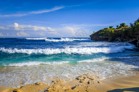 梦海滩在努沙伦邦根岛巴厘岛印度尼西亚印尼巴厘岛努沙伦邦根岛梦幻海滩图片