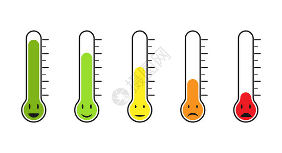 漠不关心的温度计的一组情绪或投票率不同设计平坦插画