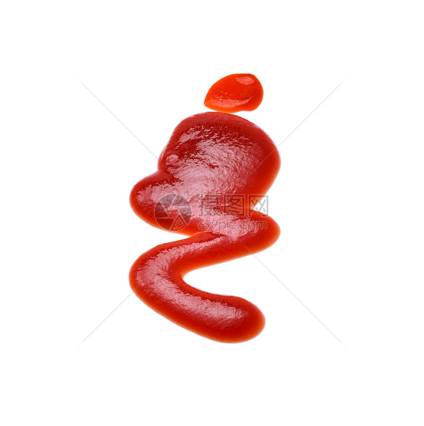 白色背景下的番茄酱图片