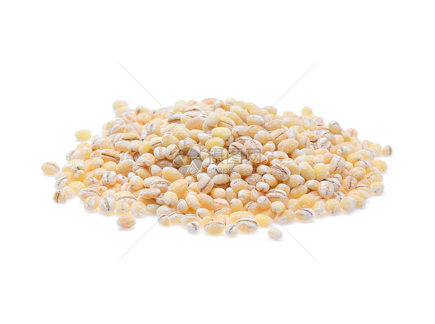 在白色背景上孤立的麦粒图片