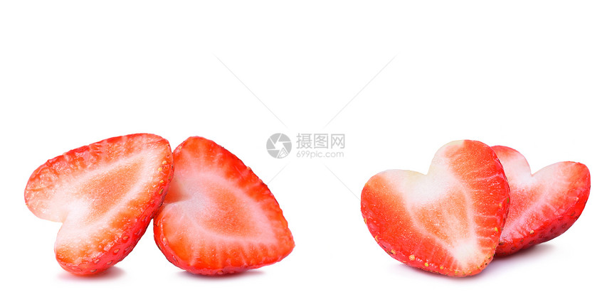 白上隔离的草莓心形图片