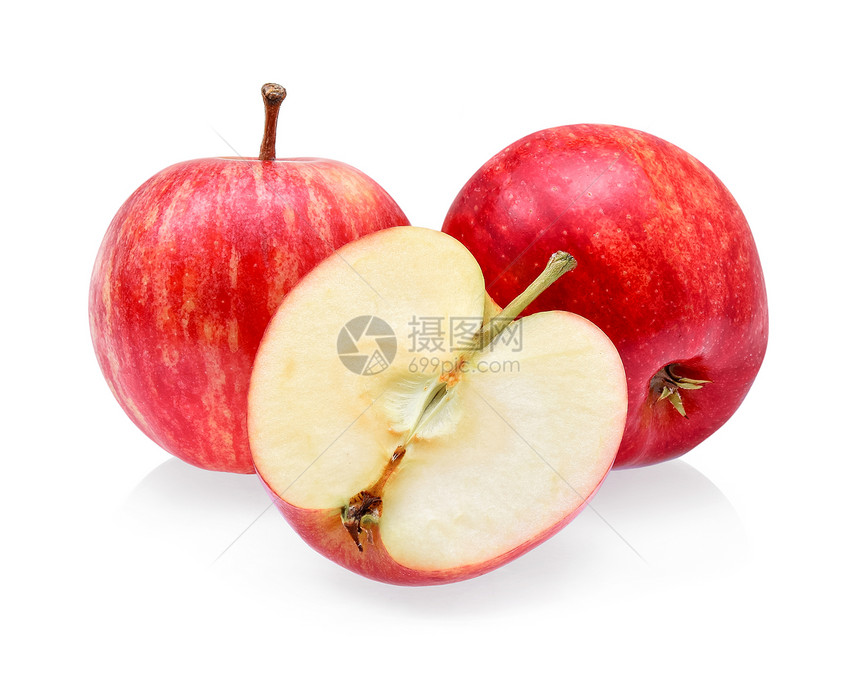 白色背景上孤立的红盛宴苹果图片