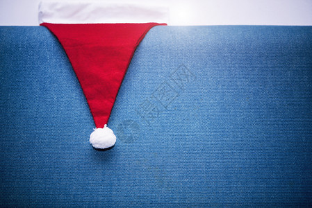 圣诞快乐背景概念蓝色的圣达克萨斯帽子图片