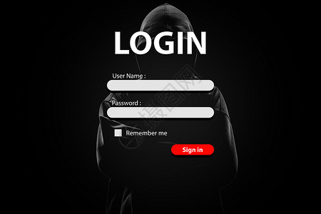 登录形式和锁定黑暗背景的客网络攻击和安全的概念图片