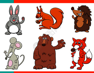 灰松鼠有趣的野生动物插画