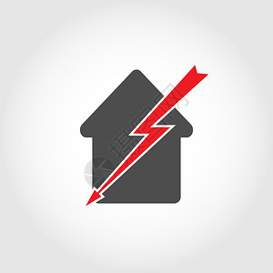 闪电箭头房地产概念闪电穿透房屋平面设计插画
