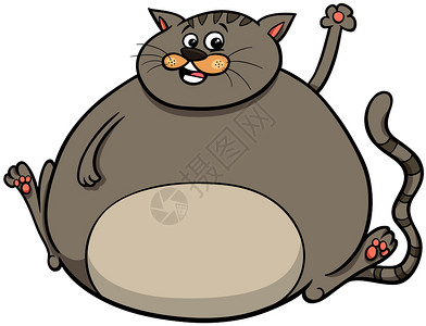 滑稽超重猫咪漫画动物人的插图图片