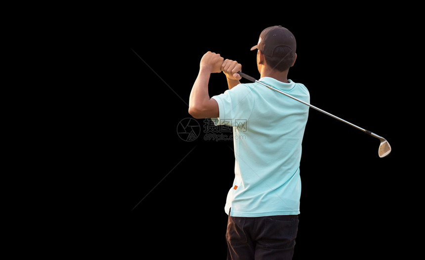 高尔夫打完驾驶员的黑背景摇摆图片