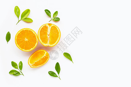 白色背景上的叶子和橘橙背景图片