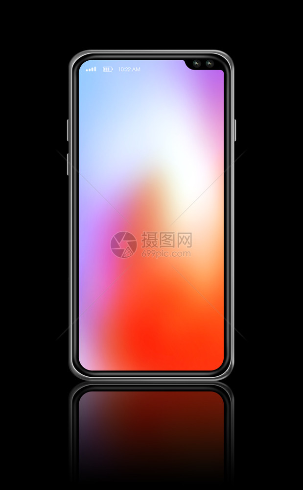 全屏彩色空白智能手机模拟型在黑色上隔离3d转换所有屏幕彩色智能手机模拟型在黑色上隔离转换图片