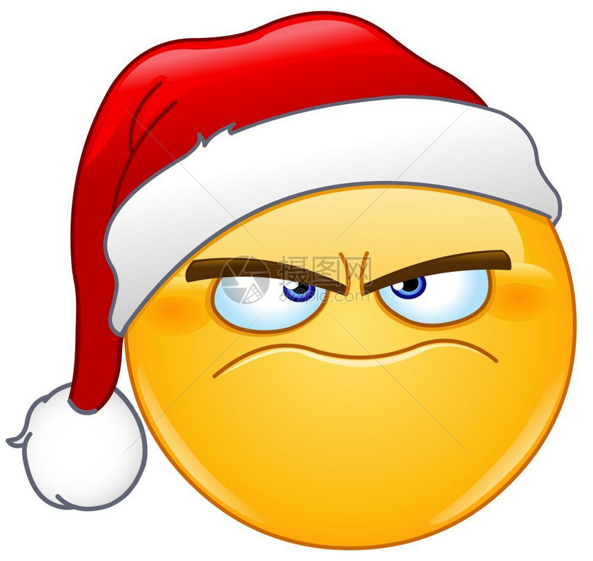 满脸愤怒的表情圣塔克拉斯帽庆祝圣诞节图片