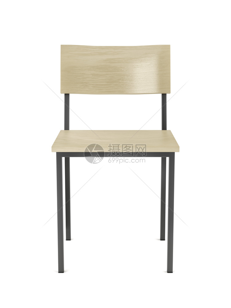 现代椅子用白色背景的木材和金属制成的现代椅子图片