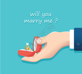 手拿对戒戒指求婚的年轻男性图片求婚戒指插画
