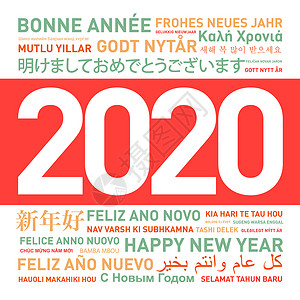 以不同语言发自世界的新年卡背景图片