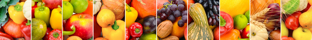 收集新鲜水果和蔬菜的背景图片