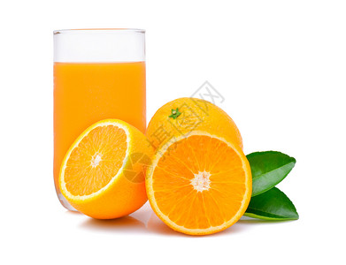 橙汁白底孤立的橙子图片