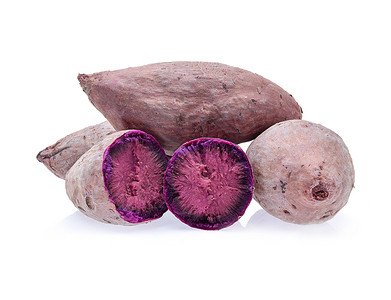 白色背景的紫甜土豆高清图片