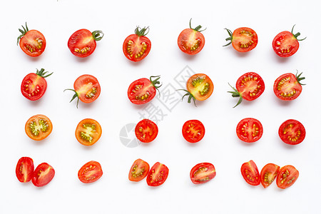全切半的新鲜番茄图片