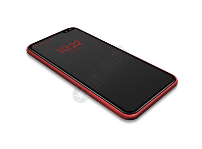手机全屏全屏数字黑和红色智能手机模型在白色上隔离3d转换全屏黑色和红智能手机模型在白色上隔离背景