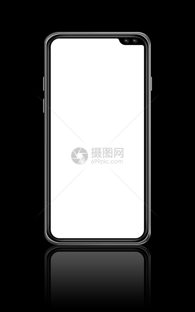 全屏数字空白智能手机模型在黑色上隔离3d转换全屏空白智能手机模型在黑色上隔离转换图片